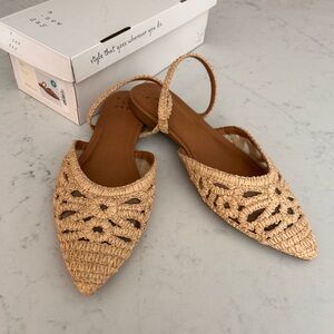 Elegant Tan Woven Women's Mules